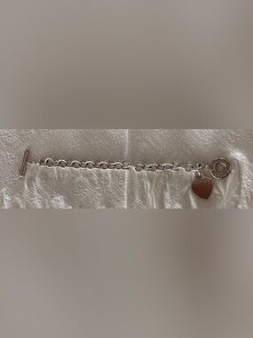 TIFFANY & CO SILVER VINTAGE TOGGLE HEART TAG BRACELET 7IN.